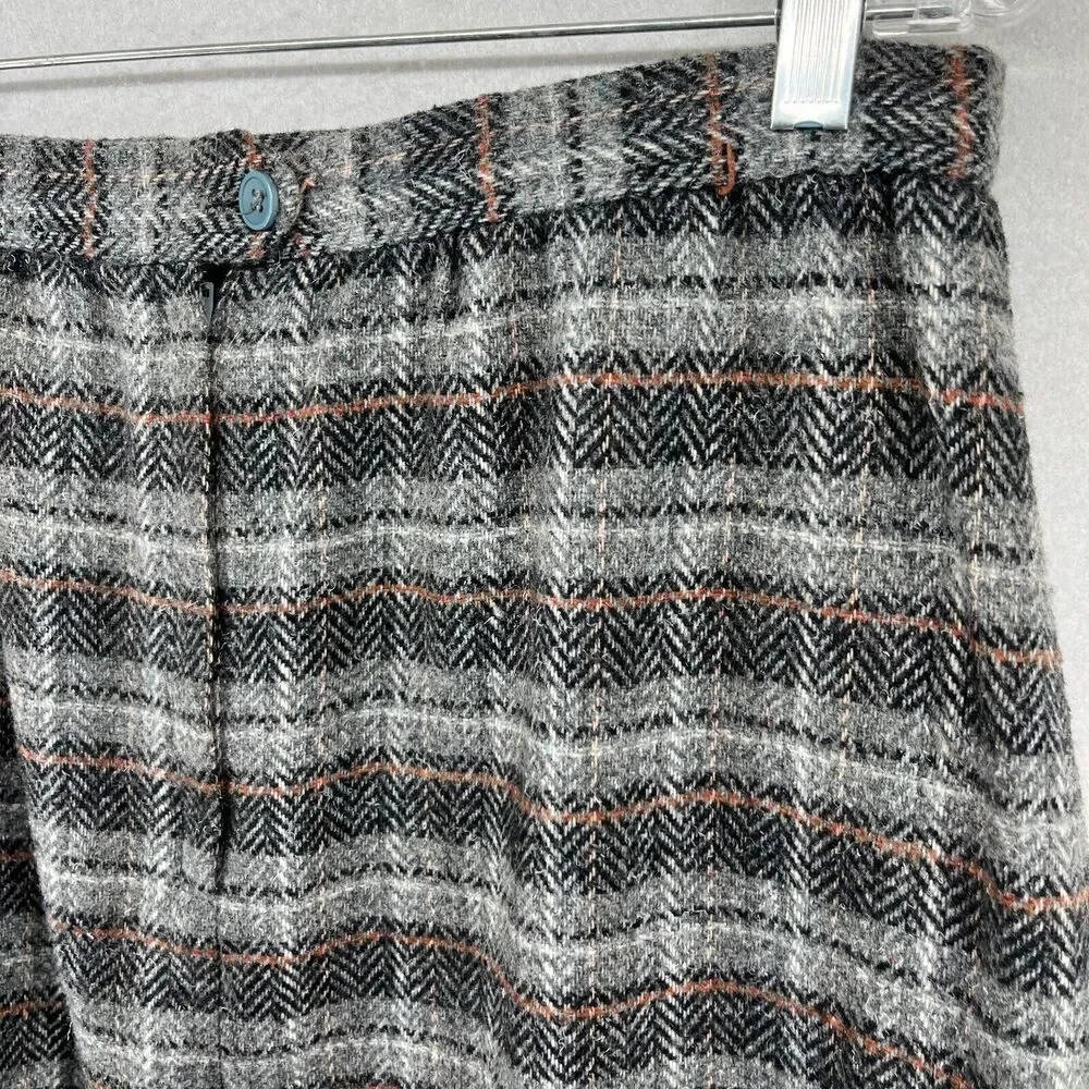 KGR Skirt Girl's 15/16 Wool Chevron Wool Tweed Straight Lined Gray Vintage_6